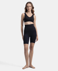High Waist Microfiber Elastane Stretch Seamfree Shorts Shapewear - Black