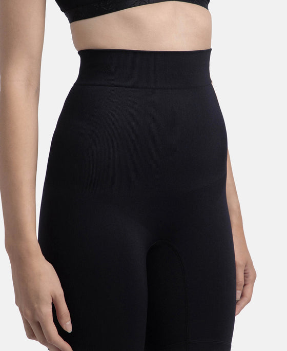 High Waist Microfiber Elastane Stretch Seamfree Shorts Shapewear - Black
