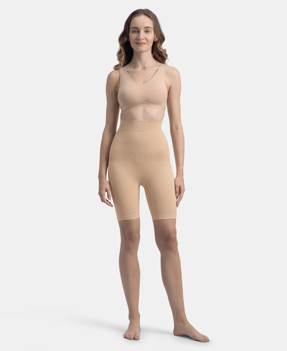High Waist Microfiber Elastane Stretch Seamfree Shorts Shapewear - Skin