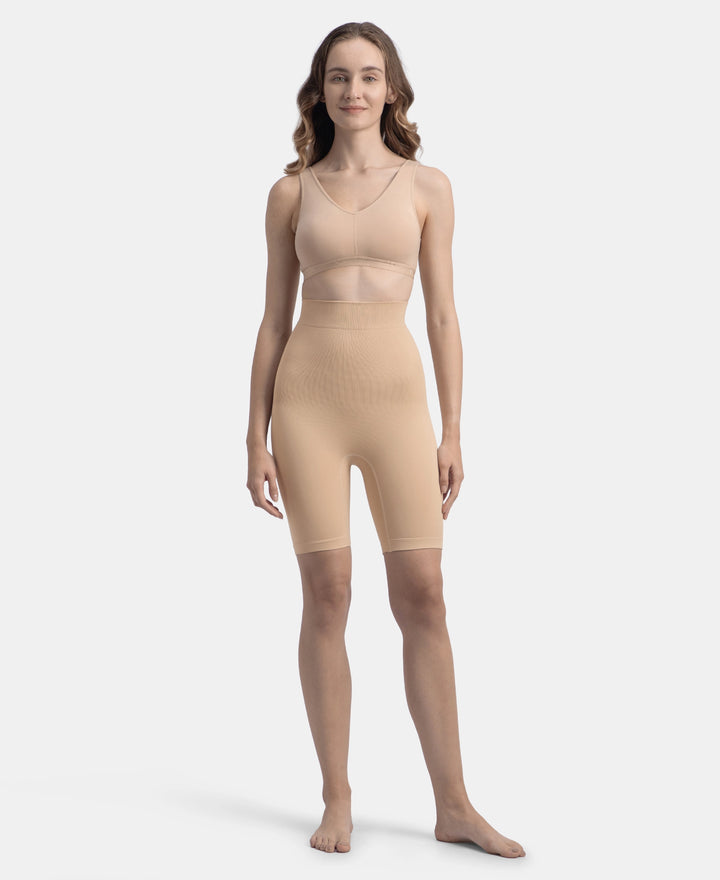 High Waist Microfiber Elastane Stretch Seamfree Shorts Shapewear - Skin