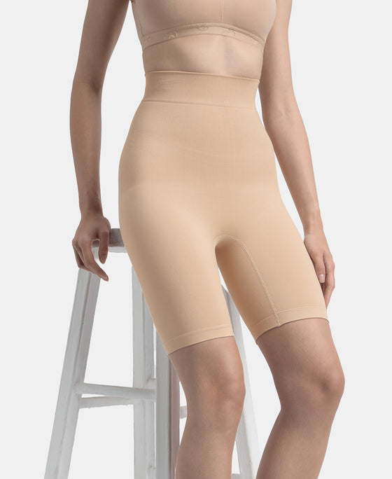 High Waist Microfiber Elastane Stretch Seamfree Shorts Shapewear - Skin