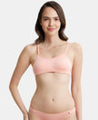 Wirefree Non Padded Super Combed Cotton Elastane Stretch Full Coverage Beginners Bra with Adjustable Straps - Candlelight Peach