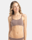 Wirefree Non Padded Super Combed Cotton Elastane Stretch Full Coverage Beginners Bra with Adjustable Straps - Deep Taupe