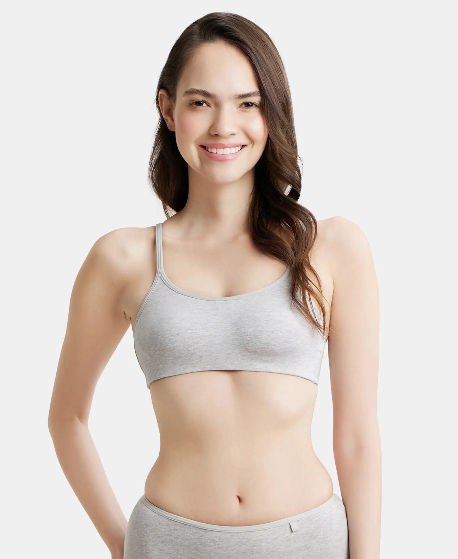 Buy Wirefree Non Padded Super Combed Cotton Elastane Full Coverage  Beginners Bra with Adjustable Straps - Steel Grey Melange SS12
