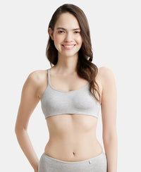 Wirefree Non Padded Super Combed Cotton Elastane Stretch Full Coverage Beginners Bra with Adjustable Straps - Steel Grey Melange