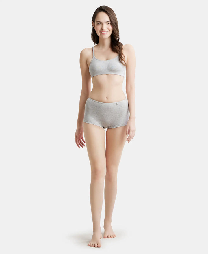 Wirefree Non Padded Super Combed Cotton Elastane Stretch Full Coverage Beginners Bra with Adjustable Straps - Steel Grey Melange