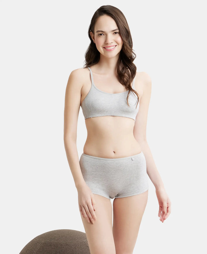 Wirefree Non Padded Super Combed Cotton Elastane Stretch Full Coverage Beginners Bra with Adjustable Straps - Steel Grey Melange