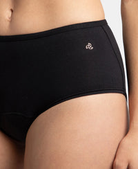 Super Combed Cotton Elastane Stretch Period Panty with Leak Proof Inner Absorbent Layer and StayFresh Treatment - Black