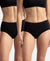 Super Combed Cotton Elastane Stretch Period Panty with Leak Proof Inner Absorbent Layer and StayFresh Treatment - Black (Pack of 2)