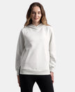 Super Combed Cotton Rich Fleece Fabric Raglan Sleeve Hoodie Sweatshirt - Off White Melange
