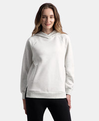 Super Combed Cotton Rich Fleece Fabric Raglan Sleeve Hoodie Sweatshirt - Off White Melange