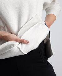 Super Combed Cotton Rich Fleece Fabric Raglan Sleeve Hoodie Sweatshirt - Off White Melange