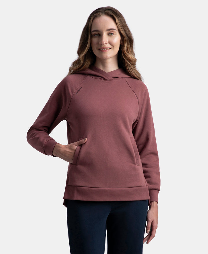 Super Combed Cotton Rich Fleece Fabric Raglan Sleeve Hoodie Sweatshirt - Wild Ginger