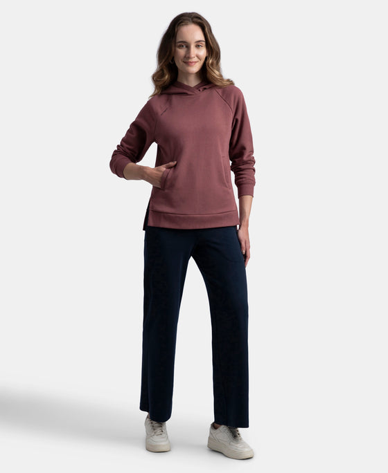 Super Combed Cotton Rich Fleece Fabric Raglan Sleeve Hoodie Sweatshirt - Wild Ginger