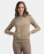 Super Combed Cotton Rich Fleece Fabric Full Zip High Neck Jacket with Front Pockets - Desert Taupe