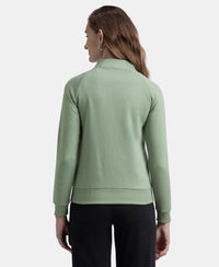 Super Combed Cotton Rich Fleece Fabric Full Zip High Neck Jacket with Front Pockets - Iceberg Green