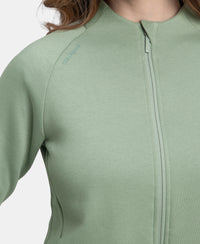 Super Combed Cotton Rich Fleece Fabric Full Zip High Neck Jacket with Front Pockets - Iceberg Green