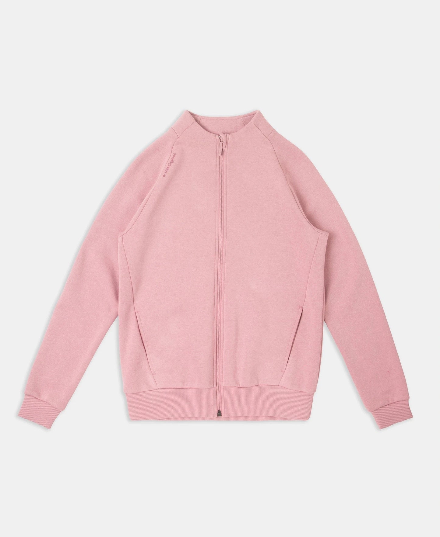 Super Combed Cotton Rich Fleece Fabric Full Zip High Neck Jacket with Front Pockets - Lilas