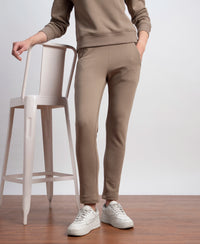 Super Combed Cotton Rich Fleece Fabric Relaxed Fit Trackpants with Zipper Pockets - Desert Taupe