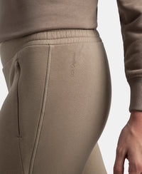 Super Combed Cotton Rich Fleece Fabric Relaxed Fit Trackpants with Zipper Pockets - Desert Taupe