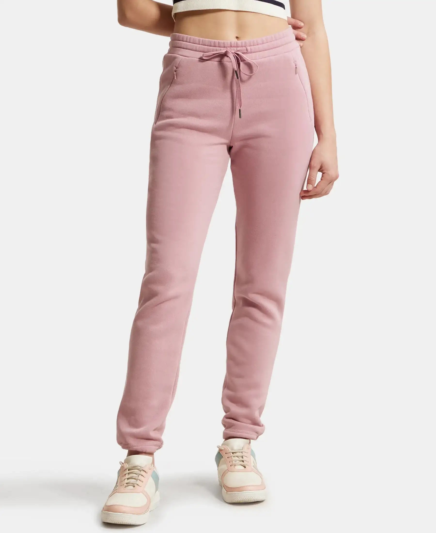 Buy Super Combed Cotton Rich Fleece Fabric Relaxed Fit Trackpants With Zipper Pockets Lilas U110 Jockey India