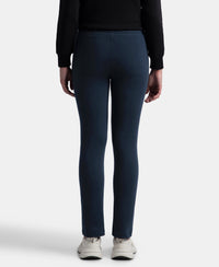 Super Combed Cotton Rich Fleece Fabric Relaxed Fit Trackpants with Zipper Pockets - Navy