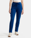 Super Combed Cotton Rich Fleece Fabric Relaxed Fit Trackpants with Zipper Pockets - Navy Peony