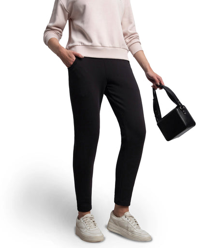 Super Combed Cotton Rich Fleece Fabric Regular Fit Joggers with StayWarm Technology - Black