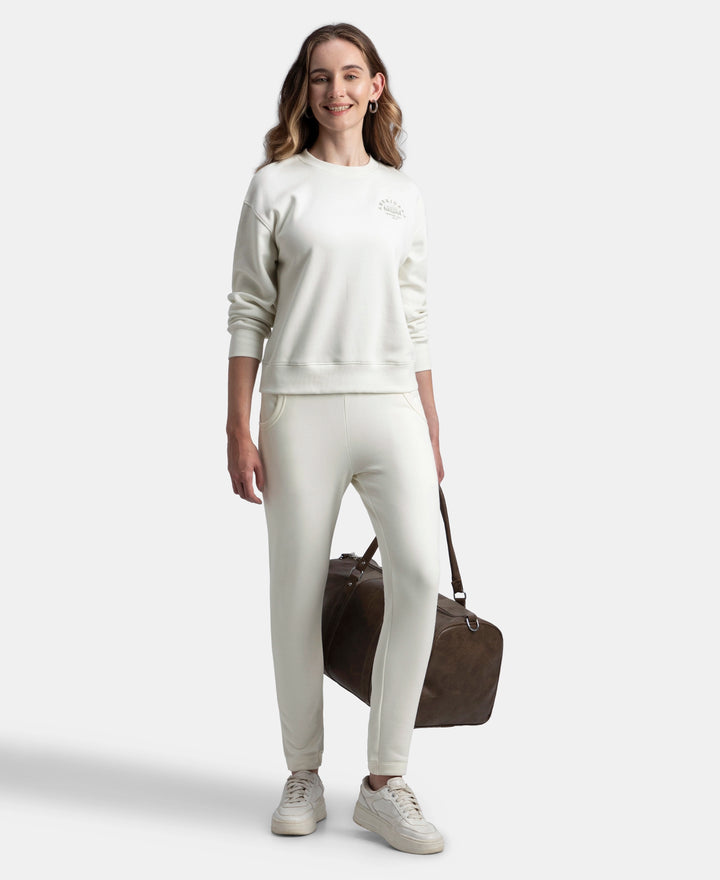 Super Combed Cotton Rich Fleece Fabric Regular Fit Joggers with StayWarm Technology - Cannoli Cream