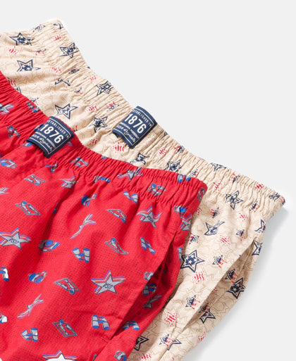 Super Combed Mercerized Cotton Woven Fabric Printed Boxer Shorts - Chili Pepper & Nomad (Pack of 2)