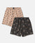 Super Combed Mercerized Cotton Woven Fabric Printed Boxer Shorts - Deep Olive & Nomad (Pack of 2)