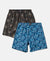 Super Combed Mercerized Cotton Woven Fabric Printed Boxer Shorts - Deep Olive & Vallarta Blue (Pack of 2)