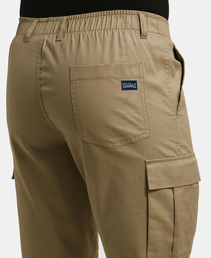 Super Combed Mercerised Cotton Woven Straight Fit Cargo Shorts - Sepia Tint