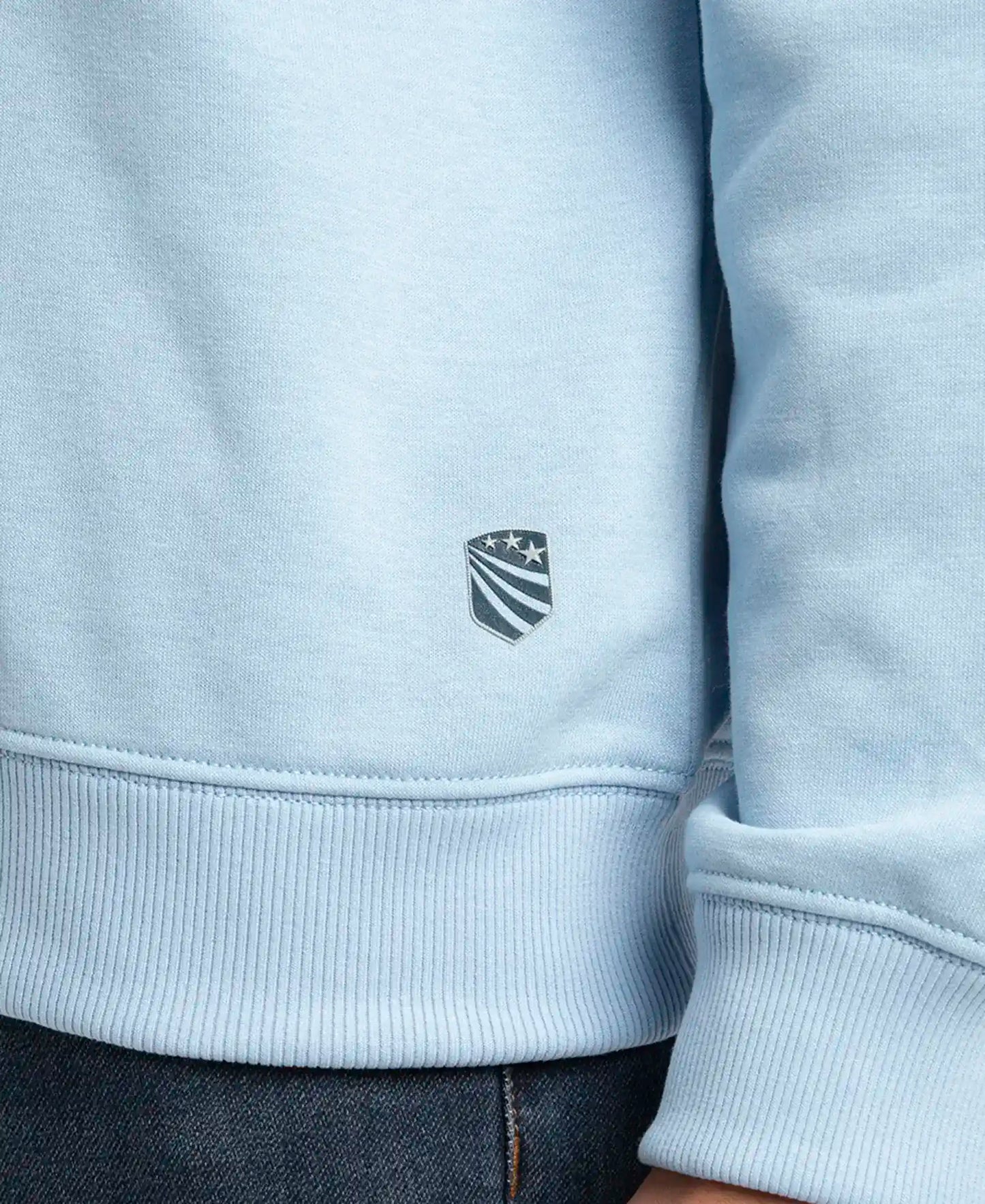 Super Combed Cotton Rich French Terry Printed Sweatshirt with Ribbed Cuffs - Powder Blue