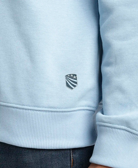 Super Combed Cotton Rich French Terry Printed Sweatshirt with Ribbed Cuffs - Powder Blue