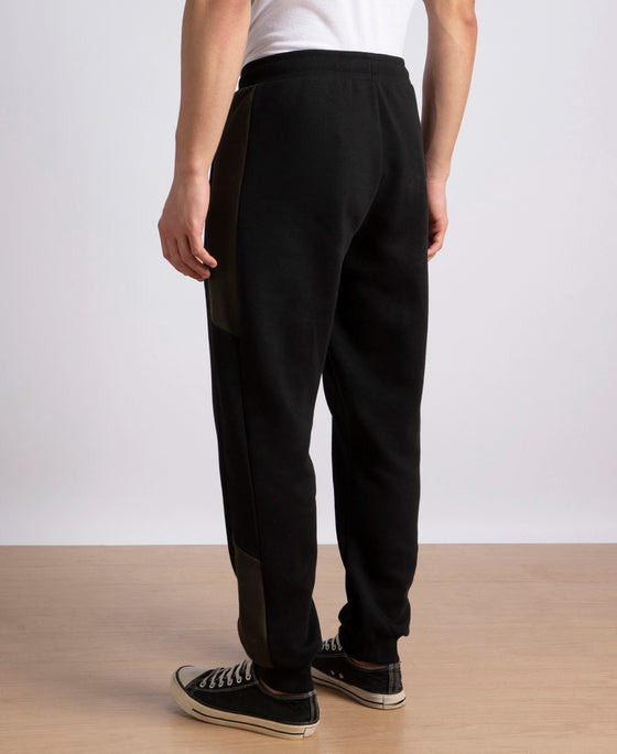Super Combed Cotton Rich Fleece Fabric Regular Fit Jogger with Zipper Pockets - Black
