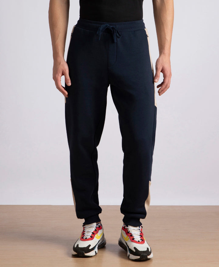 Super Combed Cotton Rich Fleece Fabric Regular Fit Jogger with Zipper Pockets - Navy