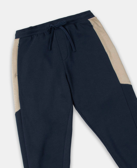 Super Combed Cotton Rich Fleece Fabric Regular Fit Jogger with Zipper Pockets - Navy