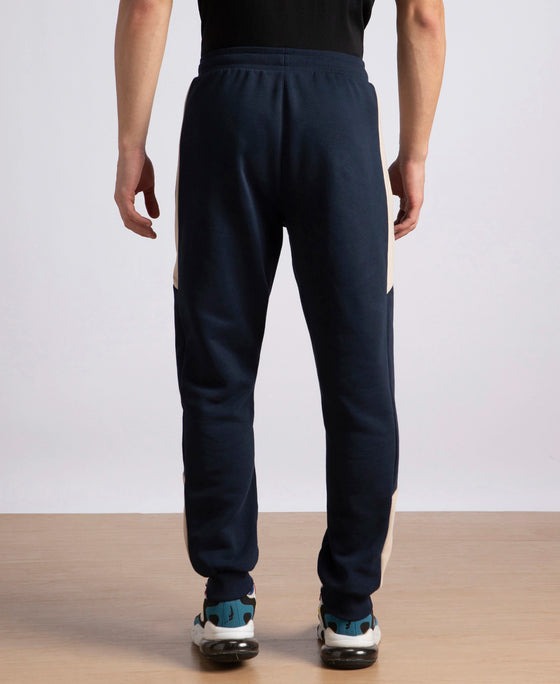 Super Combed Cotton Rich Fleece Fabric Regular Fit Jogger with Zipper Pockets - Navy