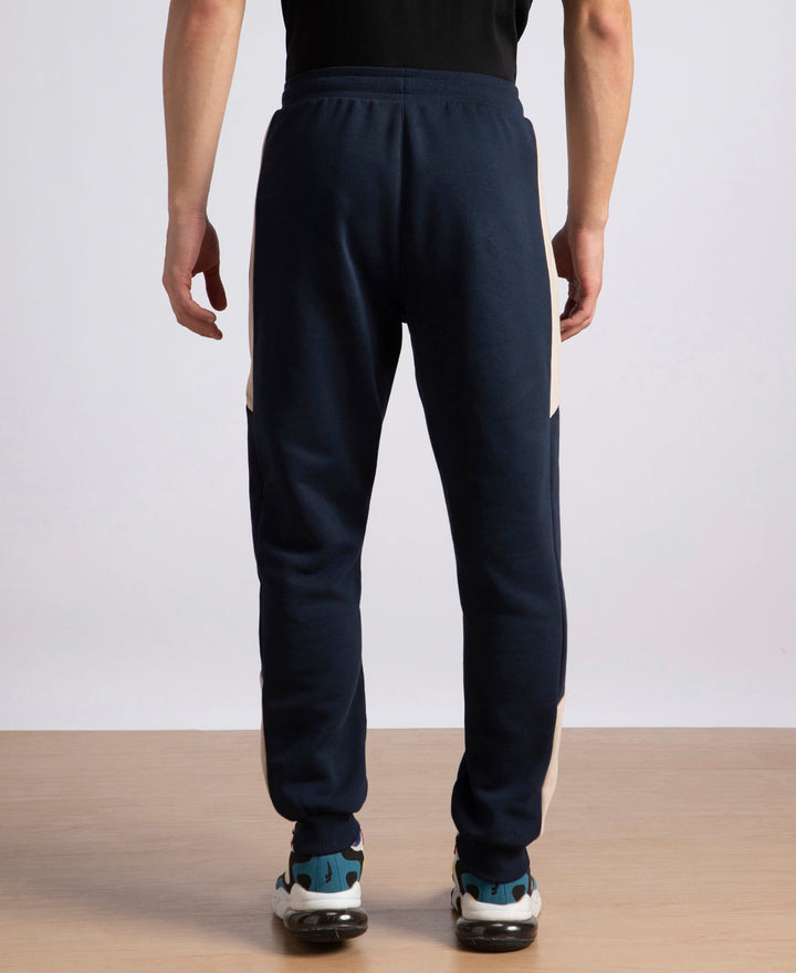 Super Combed Cotton Rich Fleece Fabric Regular Fit Jogger with Zipper Pockets - Navy