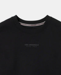 Super Combed Cotton Rich Graphic Print Fleece Sweatshirt with StayWarm Technology - Black