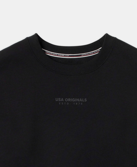 Super Combed Cotton Rich Graphic Print Fleece Sweatshirt with StayWarm Technology - Black