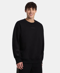 Super Combed Cotton Rich Graphic Print Fleece Sweatshirt with StayWarm Technology - Black