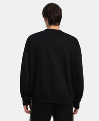 Super Combed Cotton Rich Graphic Print Fleece Sweatshirt with StayWarm Technology - Black