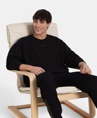 Super Combed Cotton Rich Graphic Print Fleece Sweatshirt with StayWarm Technology - Black