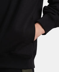 Super Combed Cotton Rich Graphic Print Fleece Sweatshirt with StayWarm Technology - Black