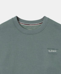 Super Combed Cotton Rich Graphic Print Fleece Sweatshirt with StayWarm Technology - Balsam Green