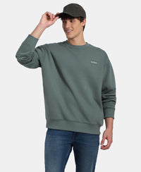 Super Combed Cotton Rich Graphic Print Fleece Sweatshirt with StayWarm Technology - Balsam Green