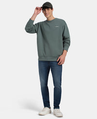 Super Combed Cotton Rich Graphic Print Fleece Sweatshirt with StayWarm Technology - Balsam Green