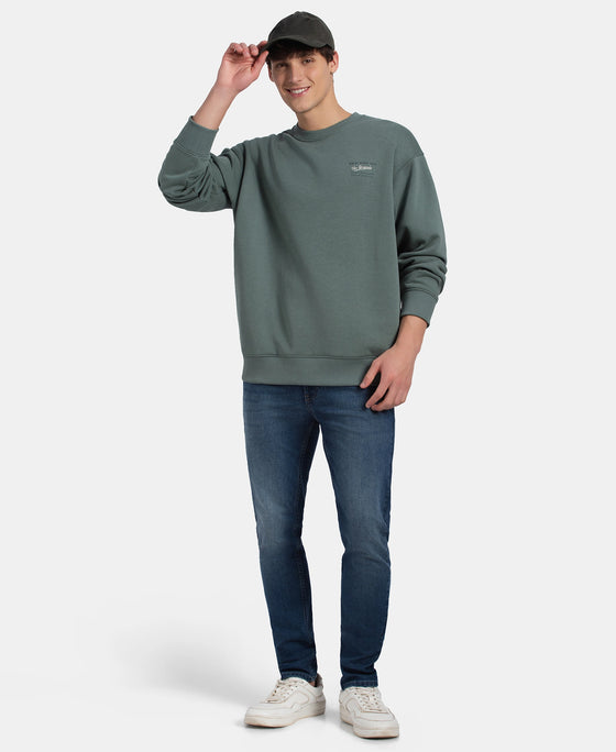 Super Combed Cotton Rich Graphic Print Fleece Sweatshirt with StayWarm Technology - Balsam Green
